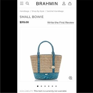 Brahmin Small Bowie Raffia/lagoon blue Satchel Crossbody summer